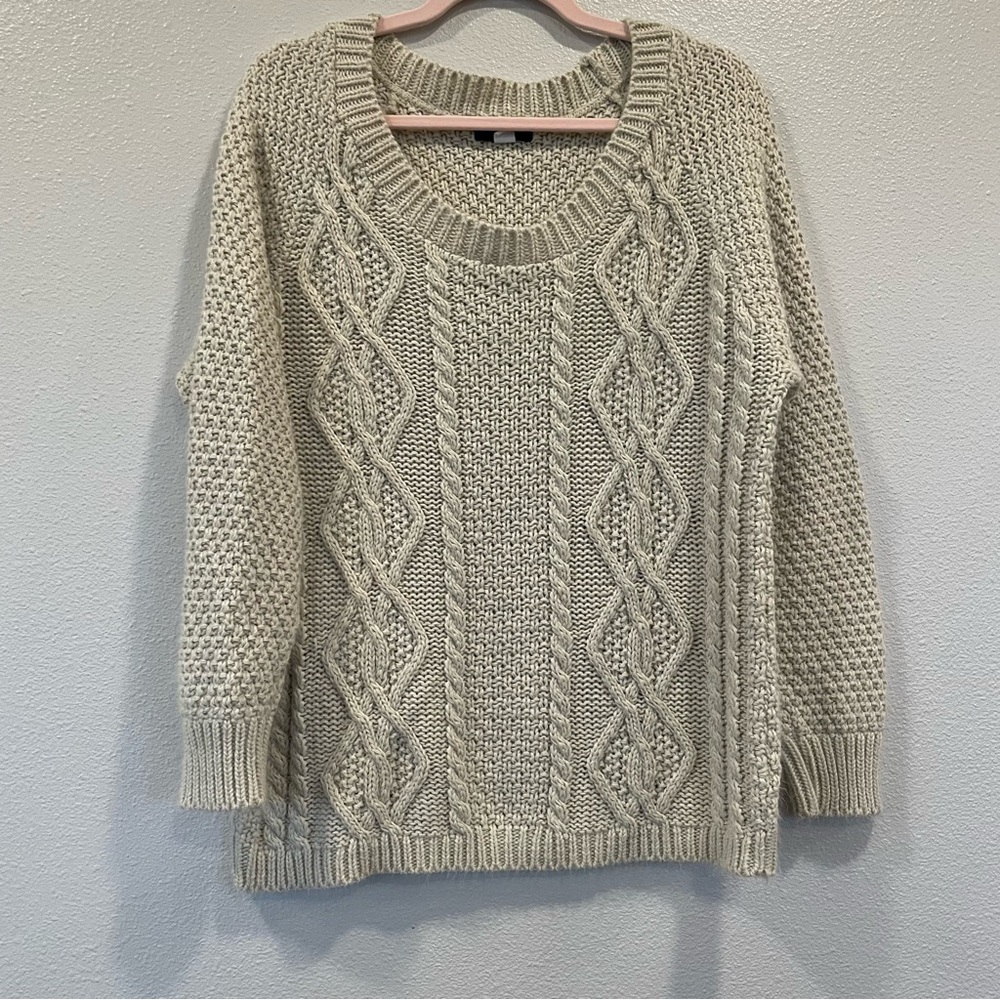 BDG Urban Outfitters Cream Cable Knit Sweater Womens XS Long Sleeve Ivory Winter